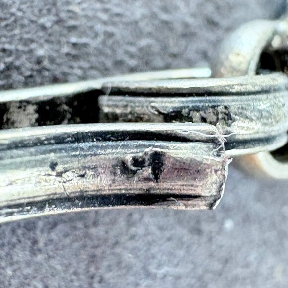 VTG Sterling Silver 925 Heart Flower Design Vintage Link Bracelet Hook Clasp 8" - Picture 5 of 9